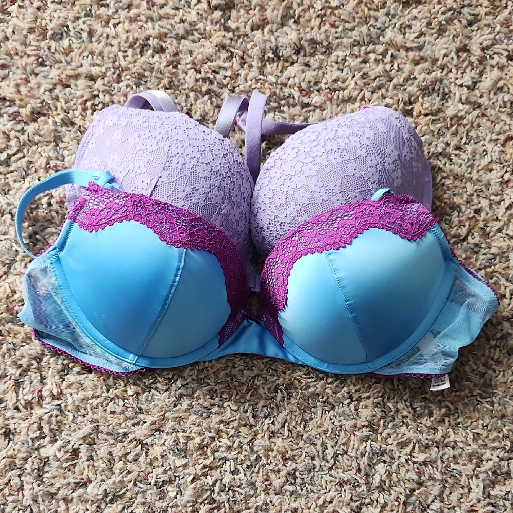 Victoria's Secret Lavender and Sky Blue Lace Bra
